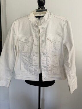 White House Black Market Denim White Jacket